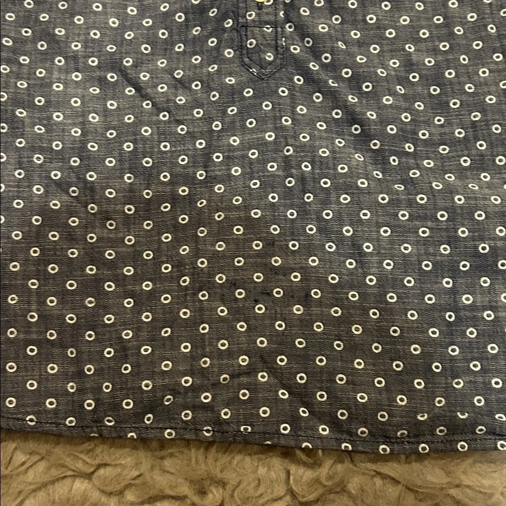 J. Crew Blue and White Patterned Long‎ Sleeve Quarter Button Down Shirt